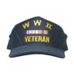 WWII Veteran Cap with 2 Ribbons (American)(Dark Navy Cap)(Direct Embroidered)