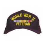 World War II Veteran Cap with 3 Ribbons (Pacific and American)(Dark Navy Cap)(Direct Embroidered)