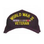 World War II Veteran Cap with 3 Ribbons (European and American)(Dark Navy Cap)(Direct Embroidered)