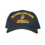 Once A Marine Always A Marine Semper Fi with Vietnam Ribbons Cap (Black)