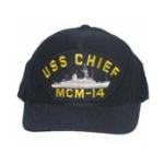 USS Chief MCM-14 Cap with Emblem (Dark Navy) (Direct Embroidered)