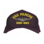 USS Parche SSN-683 Cap with Silver Emblem (Dark Navy) (Direct Embroidered)