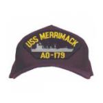 USS Merrimack AO-179 Cap with Boat (Dark Navy) (Direct Embroidered)