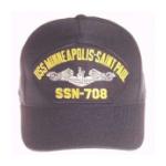 USS Minneapolis-Saint Paul SSN-708 Cap with Silver Emblem (Dark Navy) (Direct Embroidered)