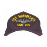 USS Montpelier SSN-765 Cap with Silver Emblem (Dark Navy) (Direct Embroidered)
