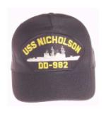 USS Nicholson DD-982 Cap (Dark Navy) (Direct Embroidered)