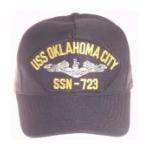 USS Oklahoma City SSN-723 Cap with Silver Emblem (Dark Navy) (Direct Embroidered)