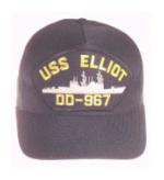 USS Elliot DD-967 Cap (Dark Navy) (Direct Embroidered)