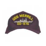 USS Merrill DD-976 Cap (Dark Navy) (Direct Embroidered)