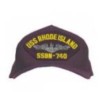 USS Rhode Island SSBN-740 Cap with Silver Emblem (Dark Navy) (Direct Embroidered)