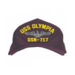 USS Olympia SSN-717 Cap with Silver Emblem (Dark Navy) (Direct Embroidered)