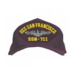 USS San Francisco SSN-711 Cap with Silver Emblem (Dark Navy) (Direct Embroidered)