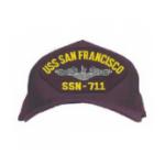 USS San Francisco SSN-711 Cap with Silver Emblem (Dark Navy) (Direct Embroidered)
