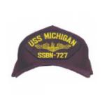 USS Michigan SSBN-727 Cap with Gold Emblem (Dark Navy) (Direct Embroidered)