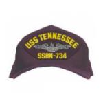 USS Tennessee SSBN-734 Cap with Silver Emblem (Dark Navy) (Direct Embroidered)