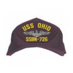 USS Ohio SSBN-726 Cap with Silver Emblem (Dark Navy) (Direct Embroidered)