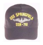 USS Springfield SSN-761 Cap with Silver Emblem (Dark Navy) (Direct Embroidered)