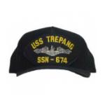 USS Trepang SSN-674 Cap with Silver Emblem (Dark Navy) (Direct Embroidered)