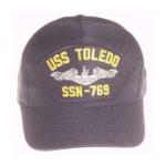 USS Toledo SSN-769 Cap with Silver Emblem (Dark Navy) (Direct Embroidered)