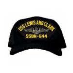 USS Lewis and Clark SSBN-644 Cap with Silver Emblem (Dark Navy) (Direct Embroidered)