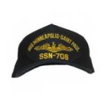 USS Minneapolis-Saint Paul SSN-708 Cap with Gold Emblem (Dark Navy) (Direct Embroidered)