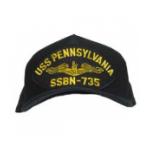 USS Pennsylvania SSBN-735 Cap with Gold Emblem (Dark Navy) (Direct Embroidered)