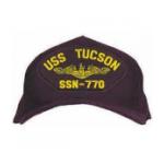 USS Tucson SSN-770 Cap with Gold Emblem (Dark Navy) (Direct Embroidered)