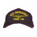 USS Nebraska SSBN-739 Cap with Gold Emblem (Dark Navy) (Direct Embroidered)