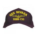 USS Nevada SSBN-733 Cap with Gold Emblem (Dark Navy) (Direct Embroidered)