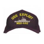 USS Exploit MSO-440 Cap with Emblem (Dark Navy) (Direct Embroidered)