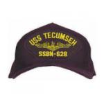 USS Tecumseh SSBN-628 Cap with Gold Emblem (Dark Navy) (Direct Embroidered)