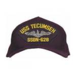 USS Tecumseh SSBN-628 Cap with Silver Emblem (Dark Navy) (Direct Embroidered)