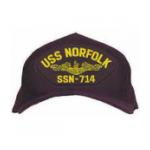 USS Norfolk SSN-714 Cap with Gold Emblem (Dark Navy) (Direct Embroidered)
