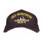 USS Devastator MCM-6 Cap with Emblem (Dark Navy) (Direct Embroidered)