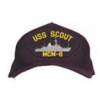 USS Scout MCM-8 Cap with Emblem (Dark Navy) (Direct Embroidered)