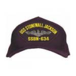 USS Stonewall Jackson SSBN-634 Cap with Silver Emblem (Dark Navy) (dIRECT eMBROIDERED)