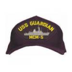 USS Guardian MCM-5 Cap with Emblem (Dark Navy) (Direct Embroidered)