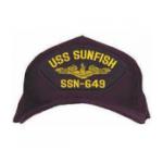 USS Sunfish SSN-649 Cap with Gold Emblem (Dark Navy) (Direct Embroidered)