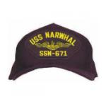 USS Narwhal SSN-671 Cap with Gold Emblem (Dark Navy) (Direct Embroidered)