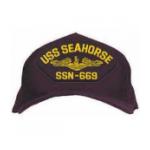 USS Seahorse SSN-669 Cap with Gold Emblem (Dark Navy) (Direct Embroidered)