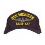 USS Michigan SSGN-727 Cap with Silver Emblem (Dark Navy) (Direct Embroidered)