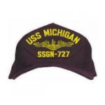 USS Michigan SSGN-727 Cap with Gold Emblem (Dark Navy) (Direct Embroidered)