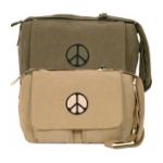 Retro Departure Shoulder Bag with Peace Sign Patch