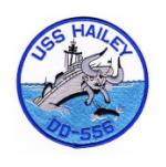 USS Hailey DD-556 Ship Patch