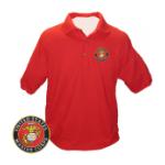 U.S. Marine Corps Round Logo Wicking Mesh Polo Shirt (Red)