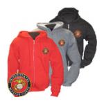 Marine Corps Logo Zip Hooded Long Sleeve Sweatshirt