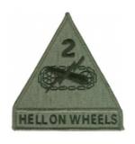 2nd Armor Division Patch Foliage Green (With Hook Fastener)