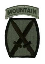 10th Mountain Division Patch with Tab Foliage Green (With Hook Fastener)