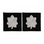 Embroidered Rank Silver on Black Major Patch (Pair)