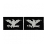Embroidered Rank Silver on Black Colonel Patch (Pair)